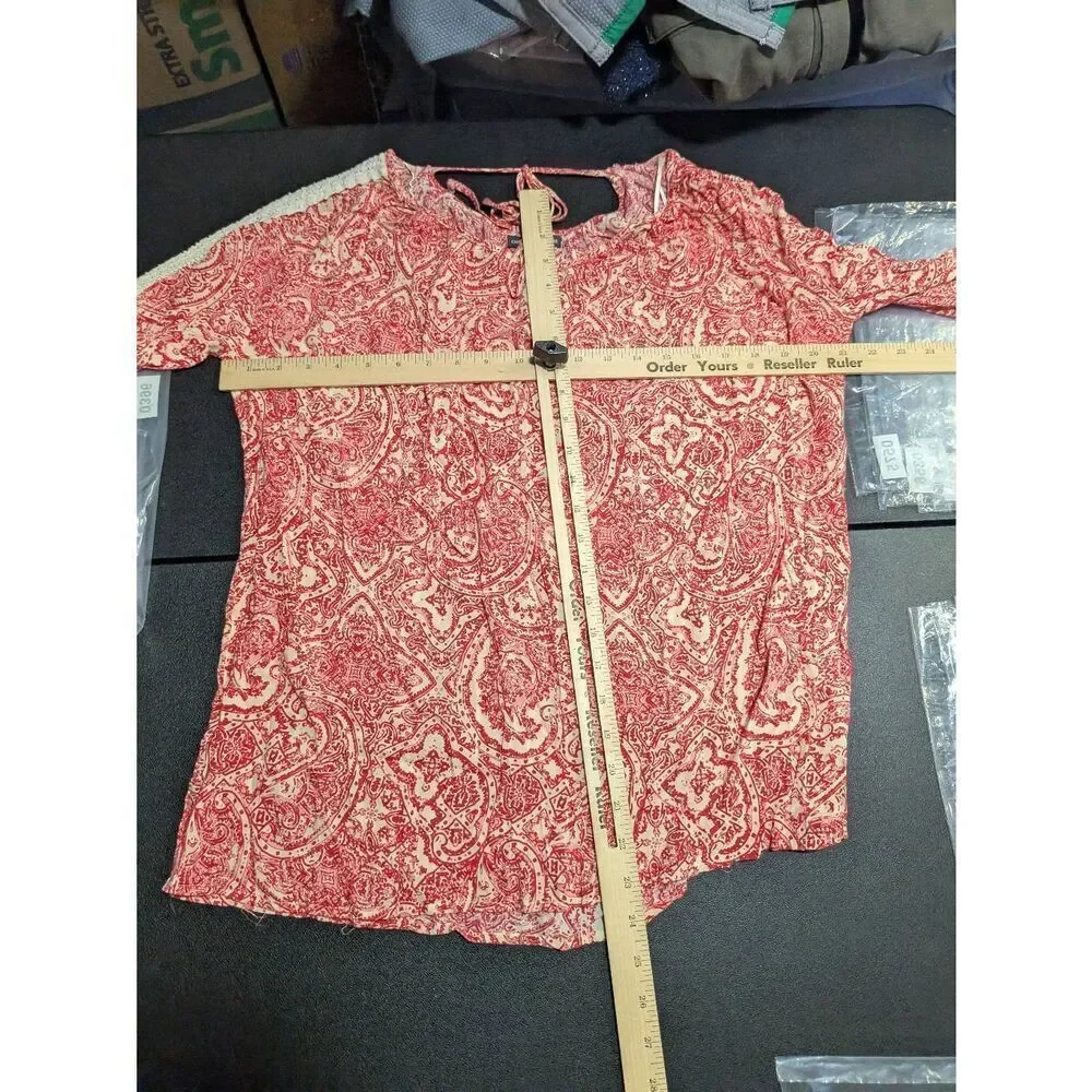 Chelsea & Theodore Red Paisley Blouse Feminine Casual Women's Large